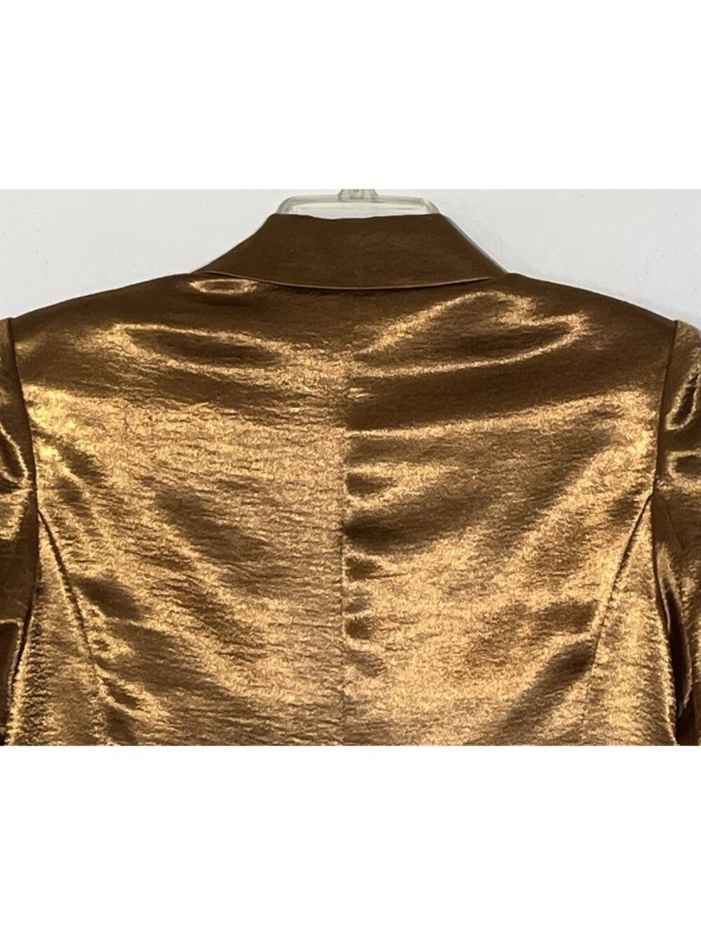 Cinq a Sept Kylie Cinnamon Satin Ruched Sleeves Blazer Jacket - Picture 9 of 12
